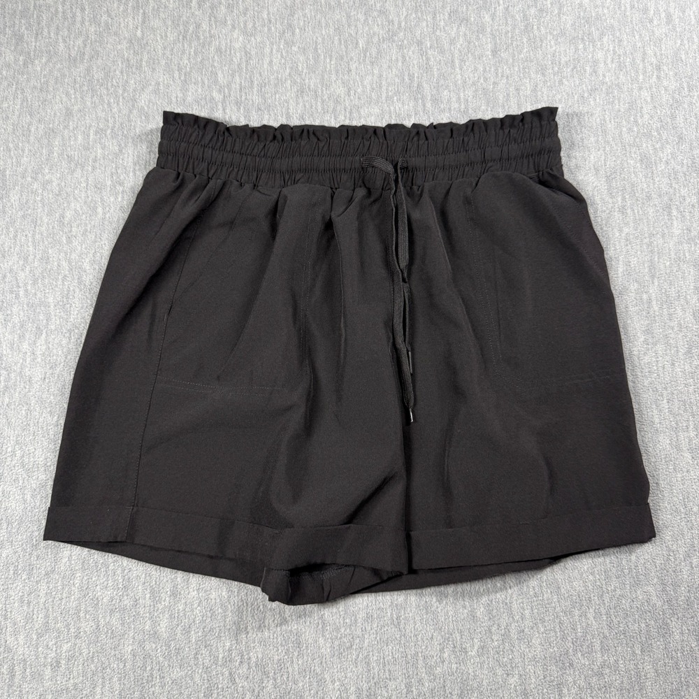 Ebb & Flow Shorts Womens 30 Black Athleisure Elastic Drawstring Lounge Casual